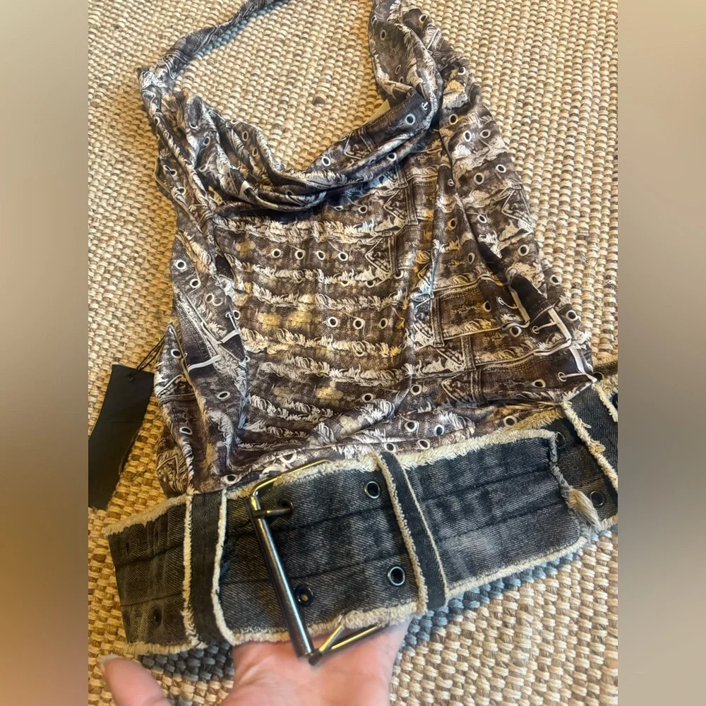 Jaded London Belted in Plunge Top grunge halter NEW - Picture 7 of 11